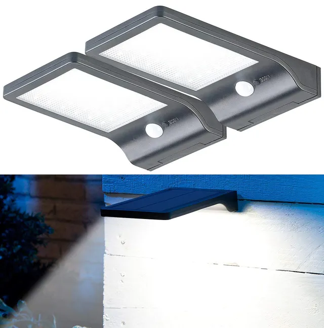 Lunartec Außenbeleuchtung Solar-Wandleuchte WL-122 2er-Set 350 lm