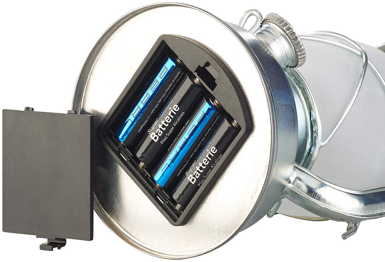 Lunartec Taschenlampen LED-Sturmlaterne Flammen-Effekt silber 25 cm 2er-Set