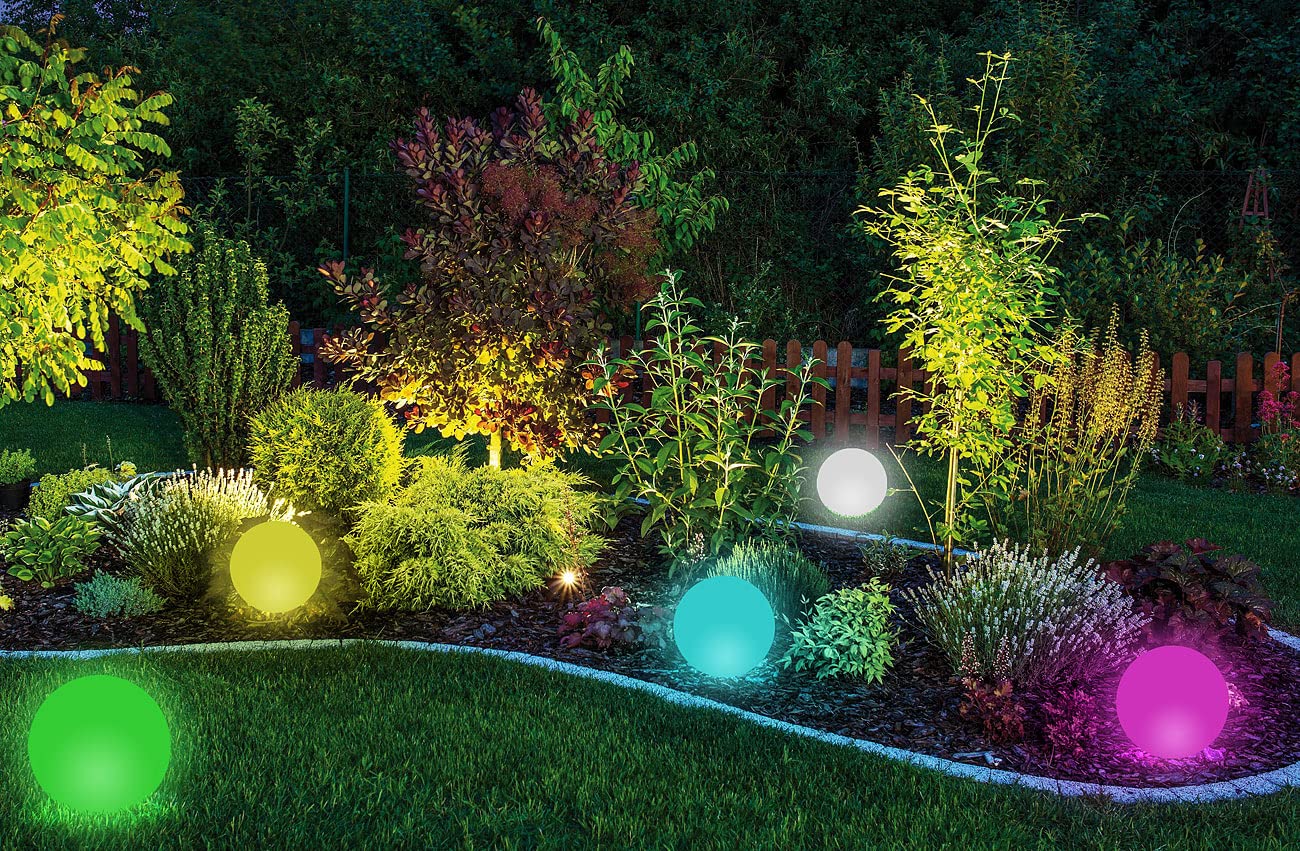 Lunartec Licht-Dekoration Akku-Leuchtkugel 30 cm RGBW IP54