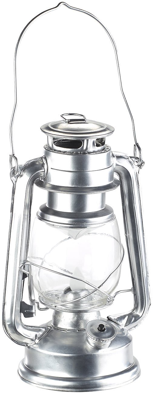 Lunartec Taschenlampen LED-Sturmlaterne silber batteriebetrieben