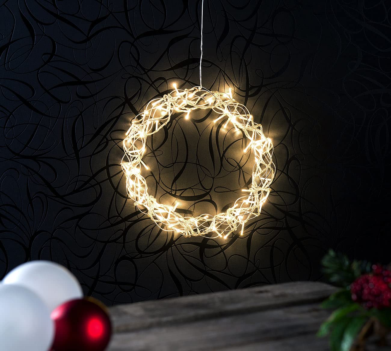 Lunartec Licht-Dekoration LED-Lichterkranz 90 LEDs 30 cm warmweiß