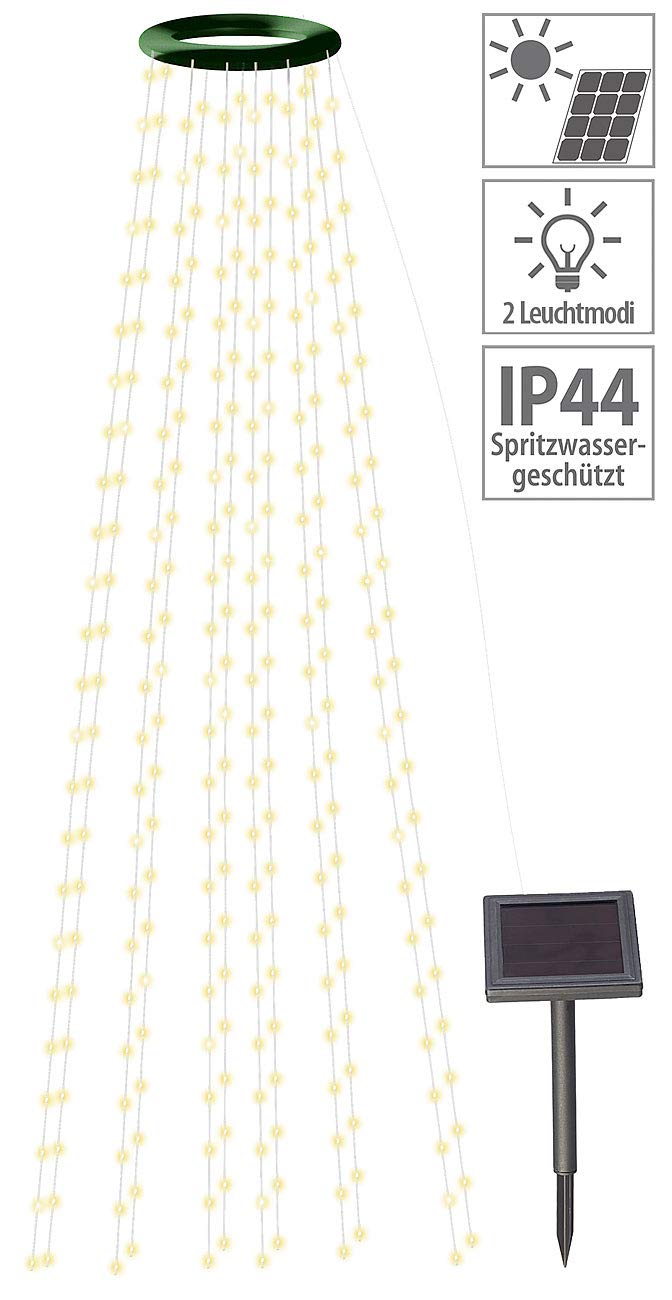Lunartec Licht-Dekoration Solar-Tannenbaum-Lichterkette warmweiß 300 LEDs