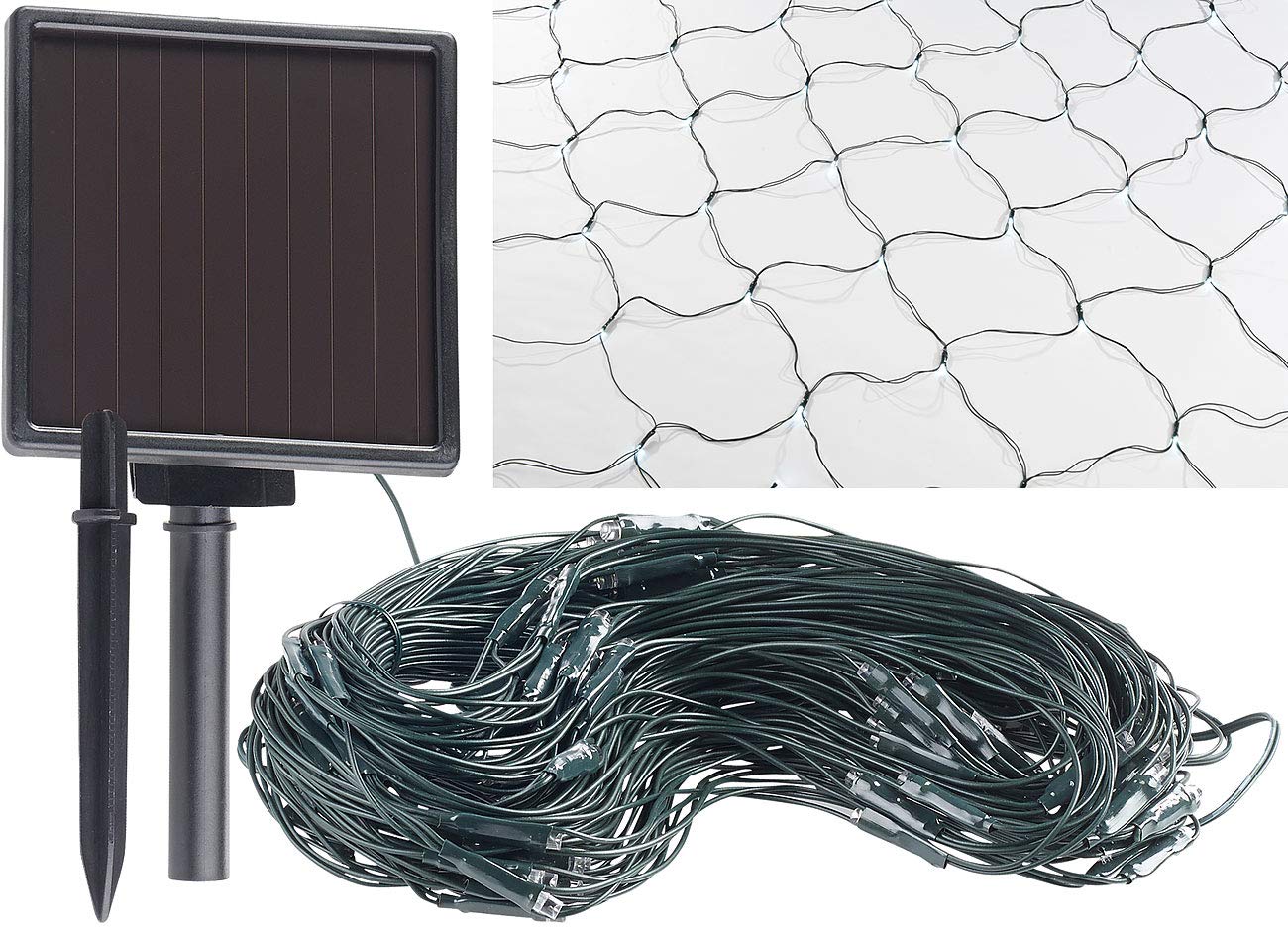 Lunartec Solar-Lichternetz 144 LEDs weiß 2x2m IP44