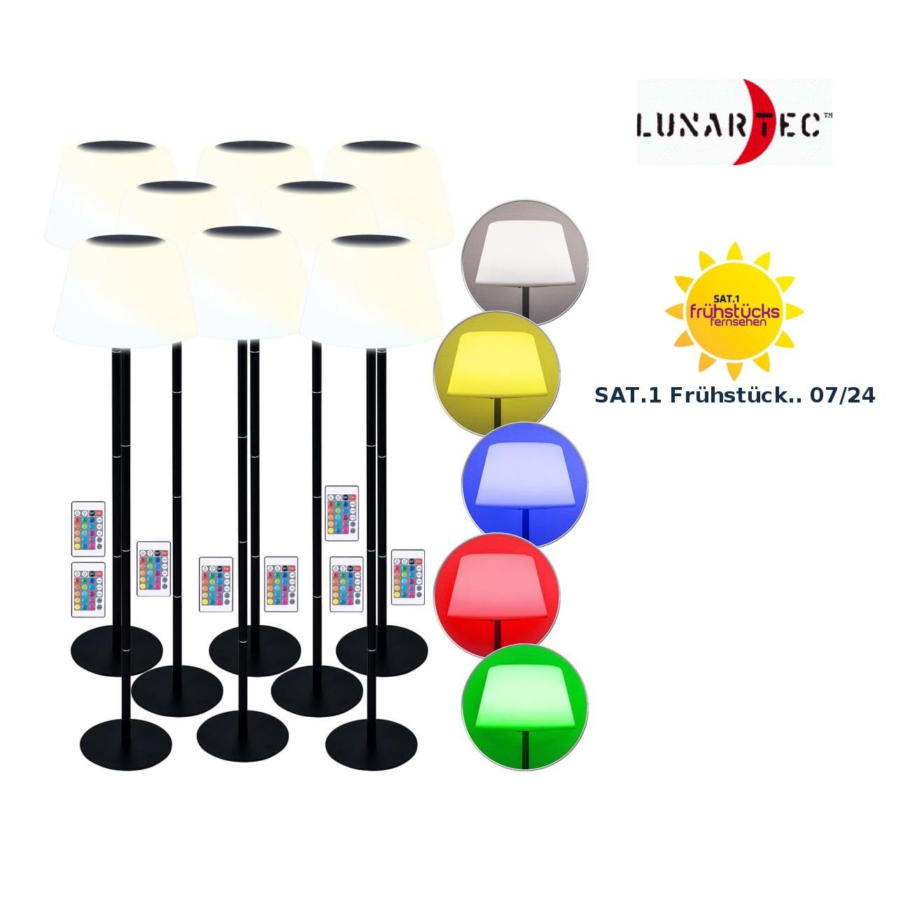 Lunartec Außenbeleuchtung Solar-Tischleuchte RGB 8er-Set 400 lm