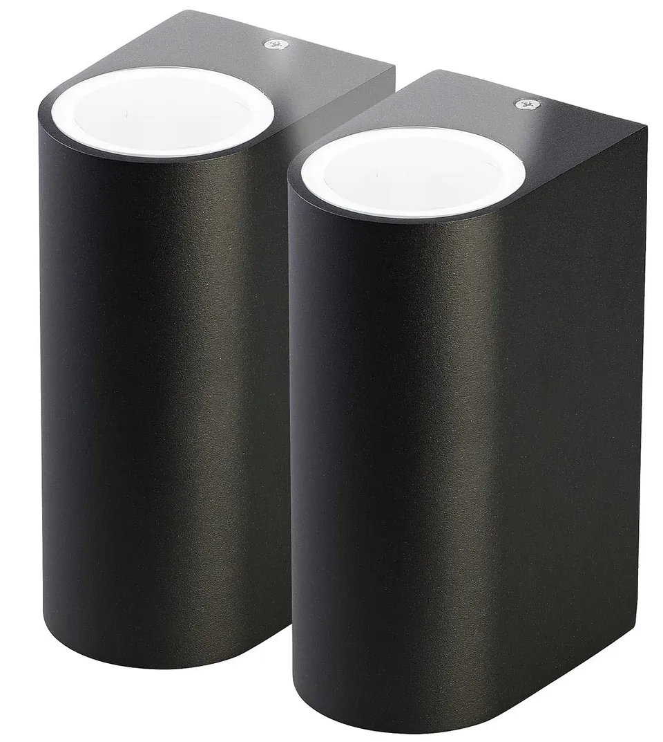 Lunartec Leuchtmittel runde Up Down Wandleuchte schwarz 2er-Set IP44