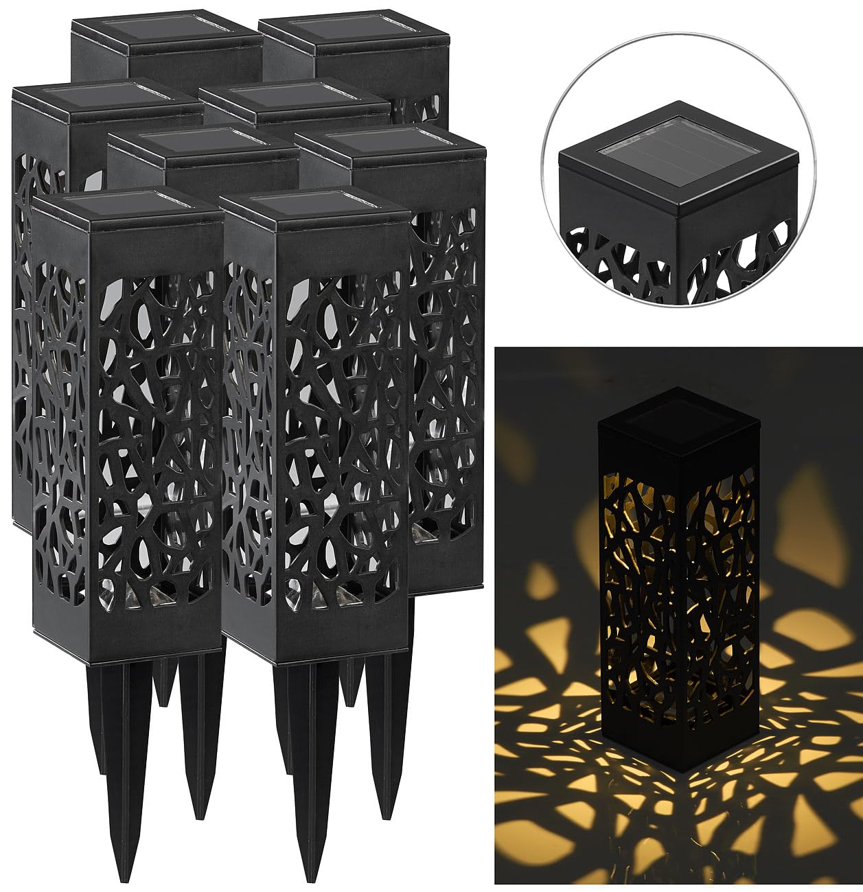 Lunartec Licht-Dekoration 8er Solar-LED-Laterne warmweiß IP44