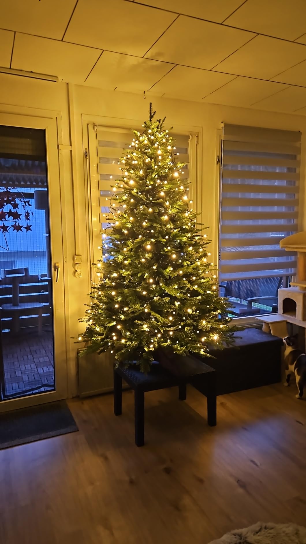 elktry Weihnachtsbaum Lichterkette Ring 400 LED warmweiß 2M