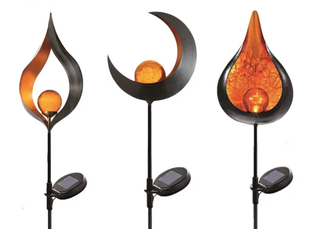 Bonetti Solar Lights Gartenstecker 3er-Set 93 cm Glaskugel