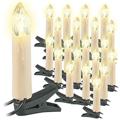 Lunartec Licht-Dekoration LED-Weihnachtsbaumkette 20 Kerzen warmweiß