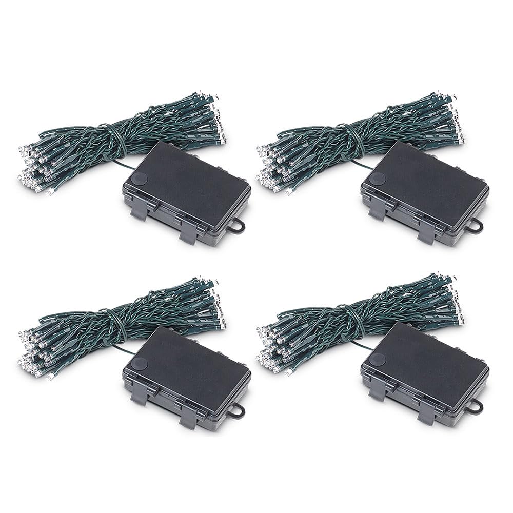 Lunartec Lichterkette Batterie 50 LED warmweiß 5m 4er-Set Timer