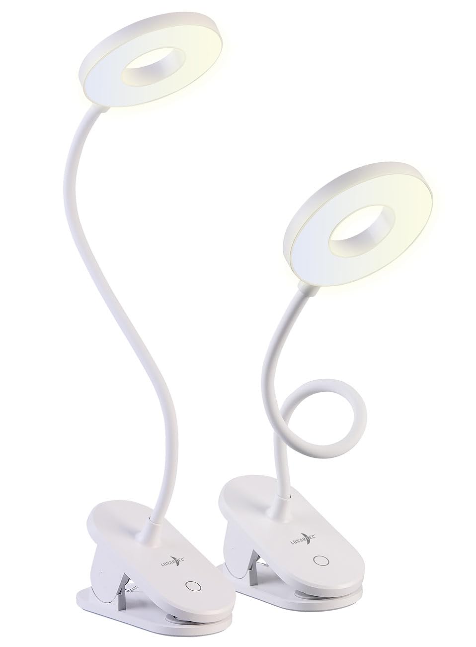 Lunartec Innenbeleuchtung LED Klemm-Leselampe 2er-Set dimmbar