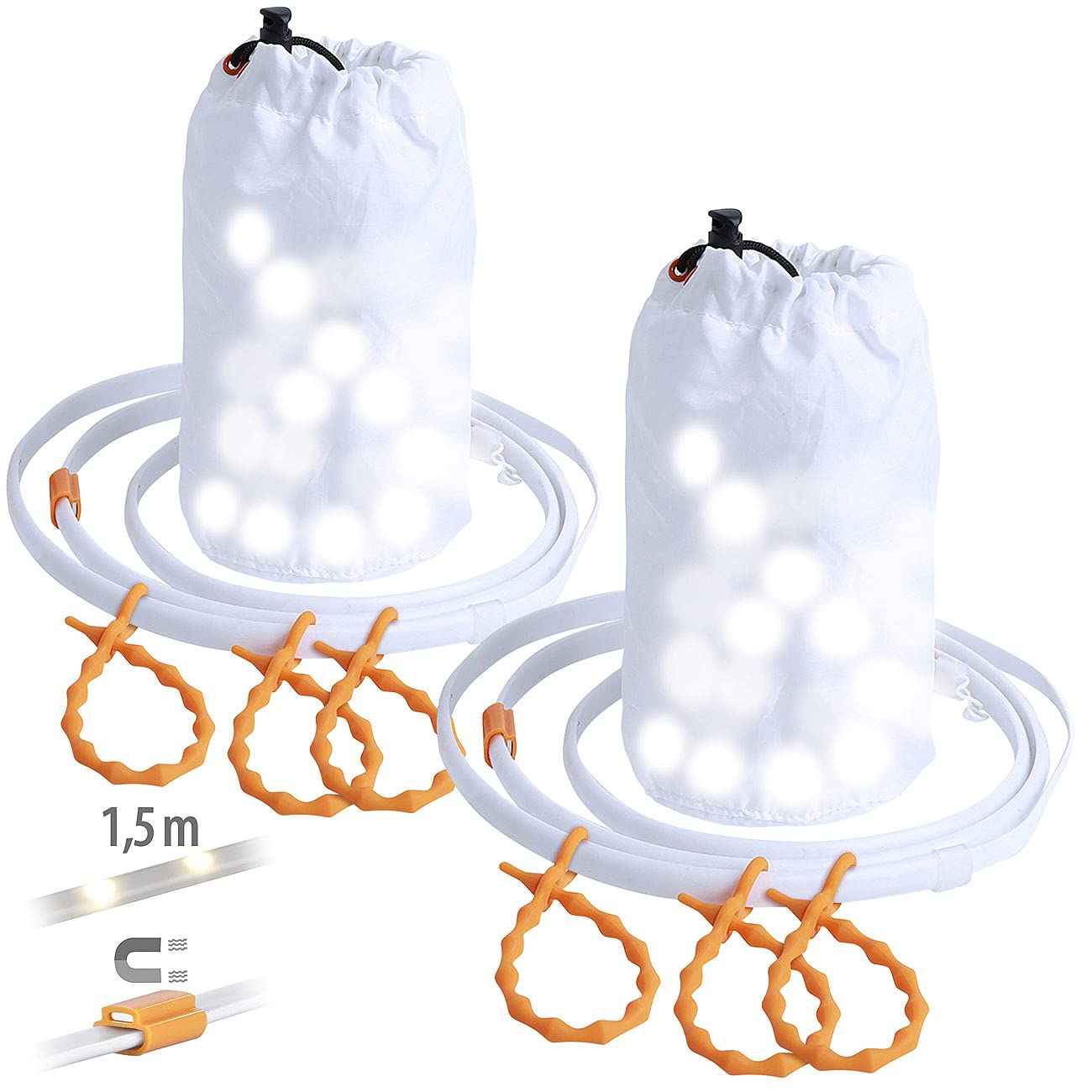 Lunartec Licht-Dekoration Lichtschlauch 2er-Set 1,5 m tageslichtweiß