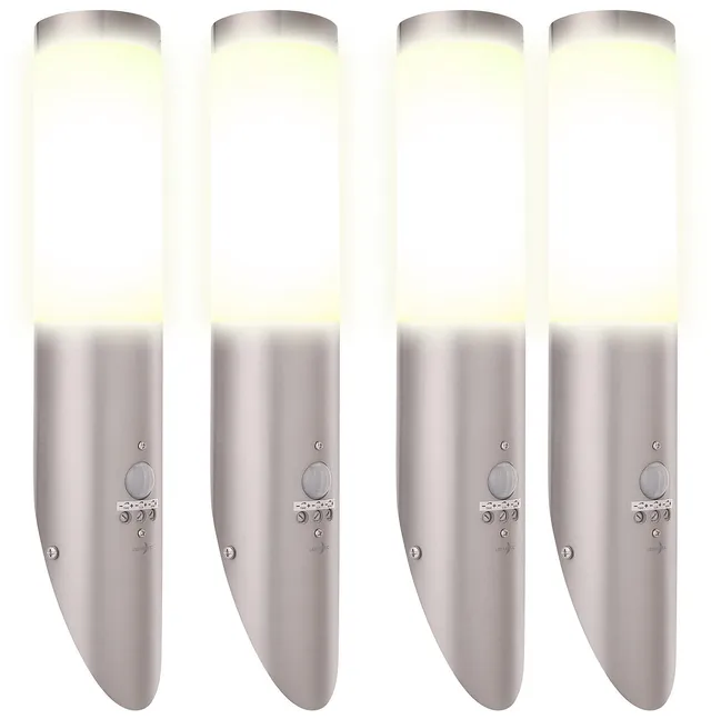 Lunartec Außenbeleuchtung 4er Außen-Wandlampe Edelstahl IP65 E27