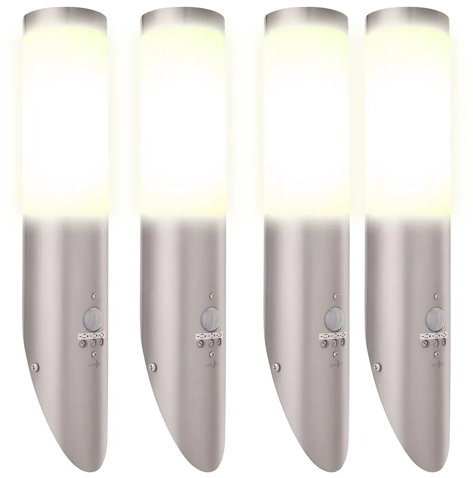 Lunartec Außenbeleuchtung 4er Außen-Wandlampe Edelstahl IP65 E27