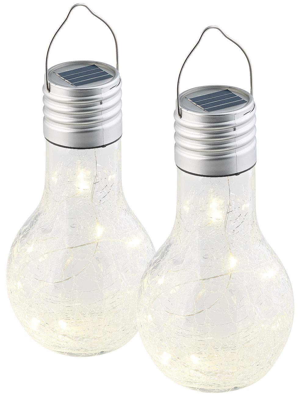 Lunartec Leuchtmittel Solar-Glühbirne Crackle 2er warmweiß