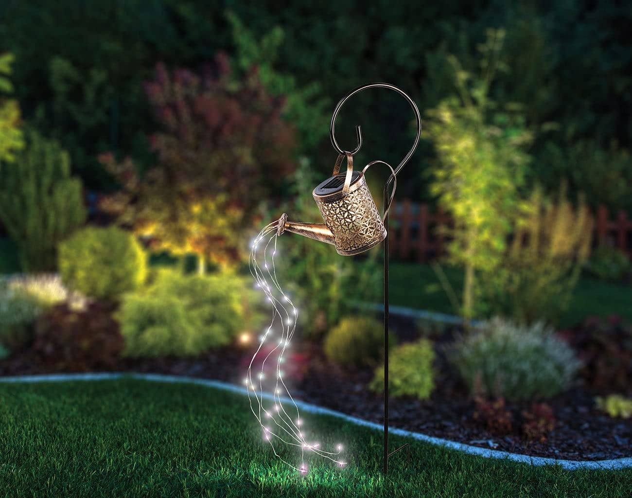 Lunartec Licht-Dekoration Solar-Gießkanne LED warmweiß Kupfer