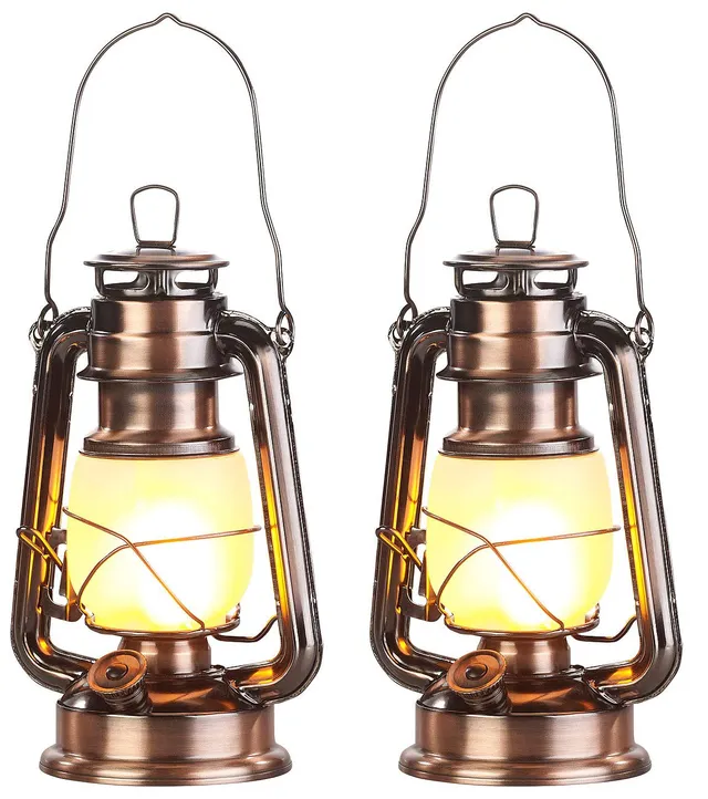Lunartec Taschenlampen LED-Sturmlaterne 25 cm bronze 2er-Set