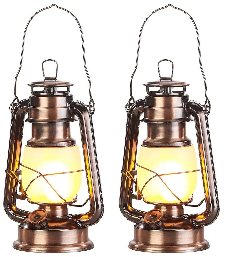 Lunartec Taschenlampen LED-Sturmlaterne 25 cm bronze 2er-Set