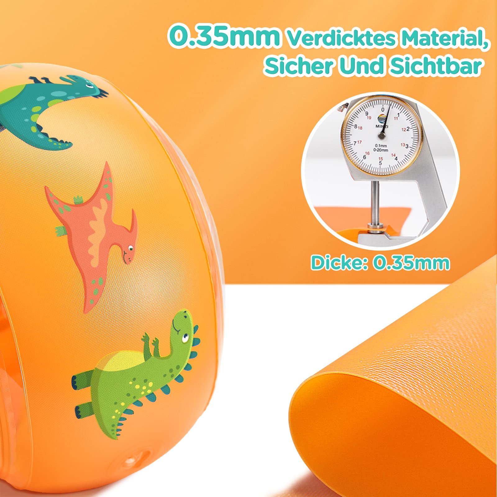 WEARXI Schwimmhilfen Schwimmflügel Orange 1-6 Jahre 5-25 kg