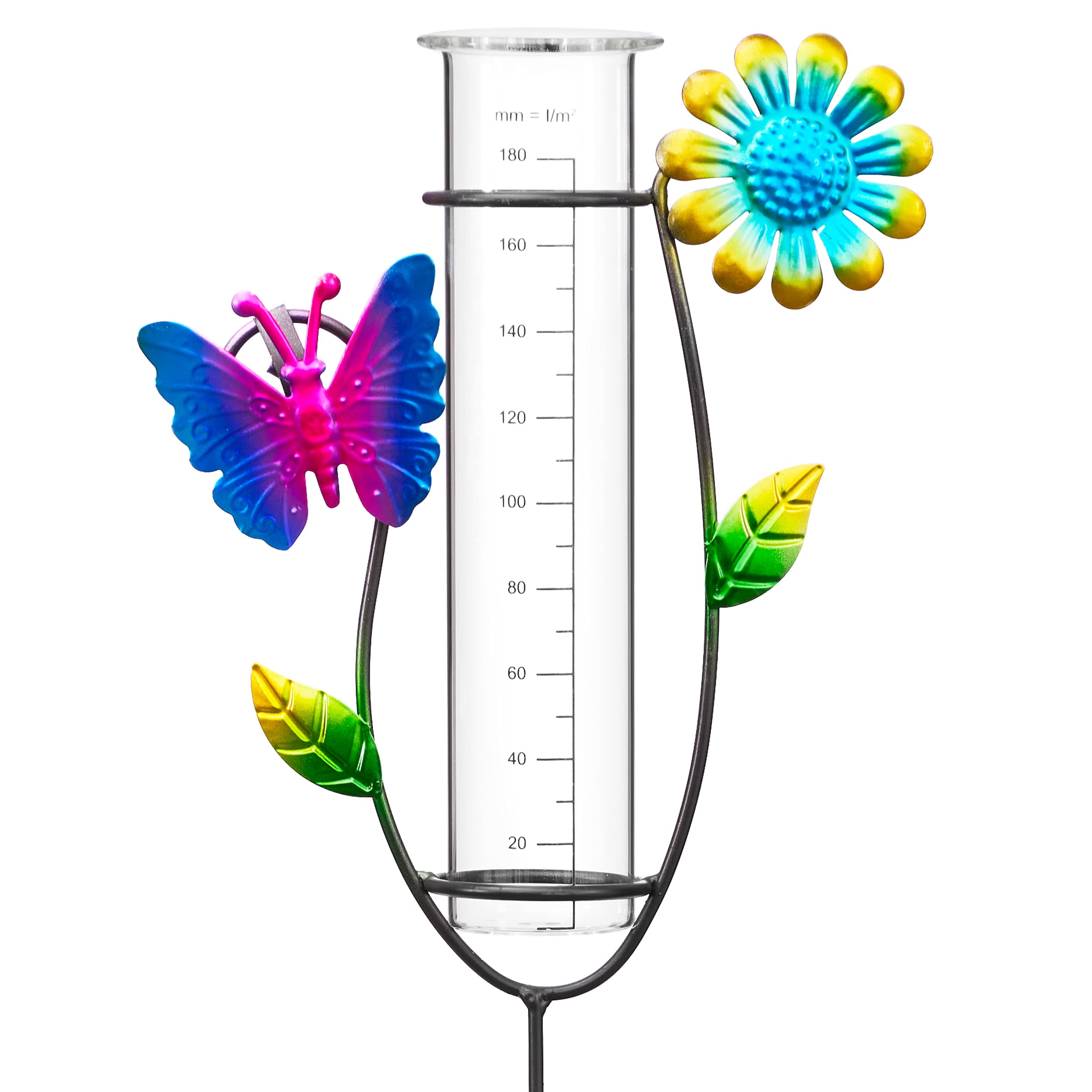 Bonetti Solar Lights Regenmesser LED rot Schmetterling 93 cm