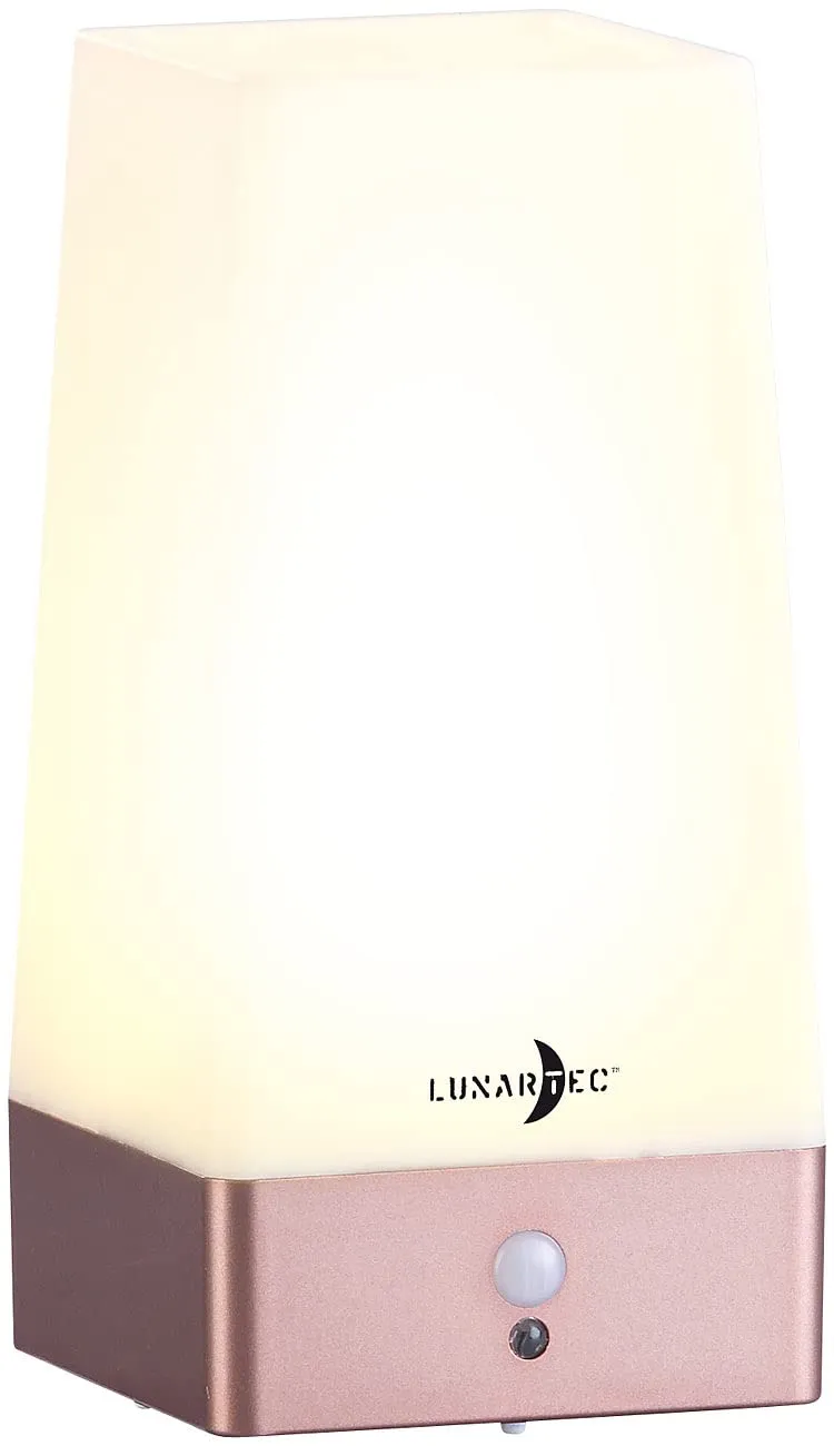 Lunartec Innenbeleuchtung Tischlampe Akku warmweiß eckig PIR