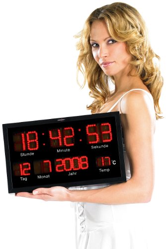 Lunartec LED-Uhren Wanduhr groß digital Datum Temperatur