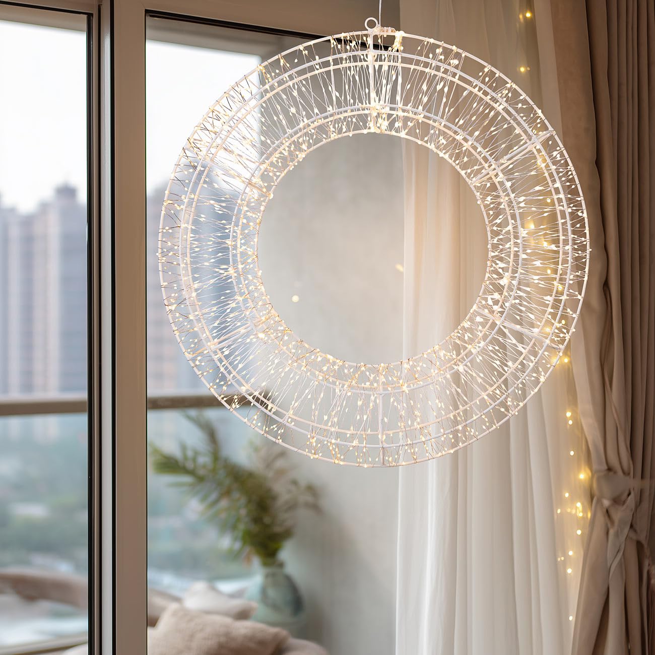 Lunartec Licht-Dekoration 3D LED-Lichterkranz 58cm warmweiß