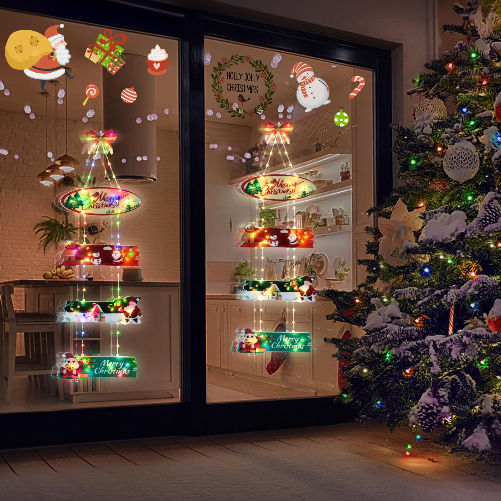 Qedertek Lighting 72 LED Weihnachtskranz Bunt mit Timer