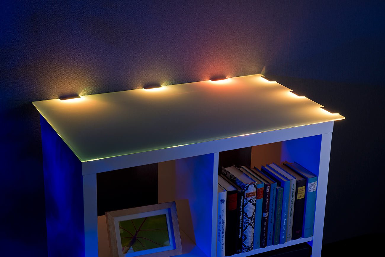 Lunartec Innenbeleuchtung LED-Glasbodenbeleuchtung 2er-Set RGB