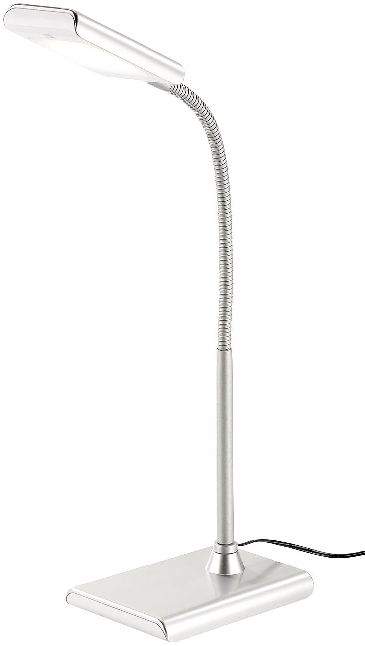 Lunartec Innenbeleuchtung LED-Tischleuchte 5W silbern Schwanenhals