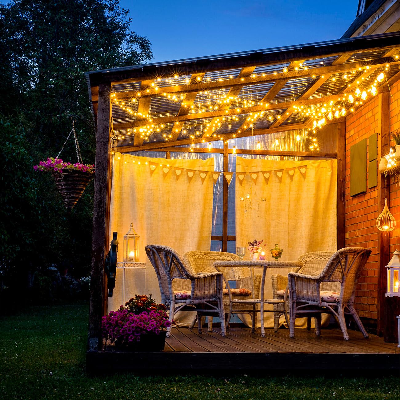 Lunartec Licht-Dekoration Solar-Lichterkette 12m warmweiß 100 LED