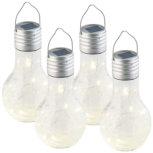 Lunartec Leuchtmittel Solar-Glühbirne Crackle warmweiß 4er-Set