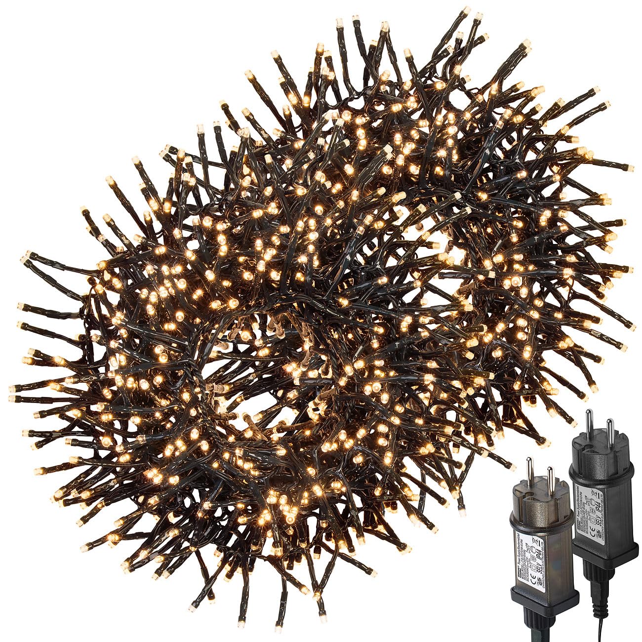 Lunartec Licht-Dekoration LED Büschellichterkette warmweiß 6 m 600 LEDs