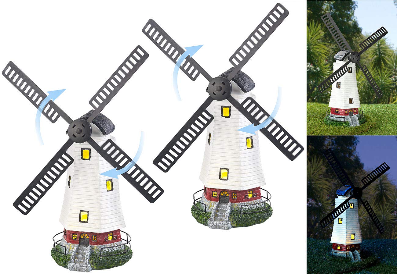 Lunartec Licht-Dekoration Solar-Windmühle mit LED 32cm 2er-Set