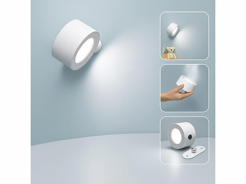 Lunartec Innenbeleuchtung 3in1 Akku-Magnet-Leuchte weiß CCT dimmbar