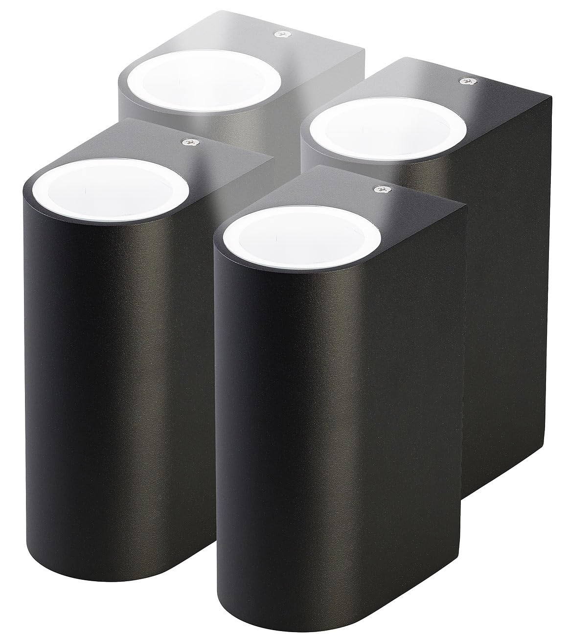 Lunartec Leuchtmittel Up-Down-Wandleuchte 4er-Set GU10 schwarz