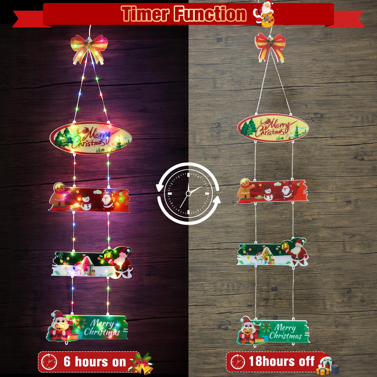 Qedertek Lighting 72 LED Weihnachtskranz Bunt mit Timer