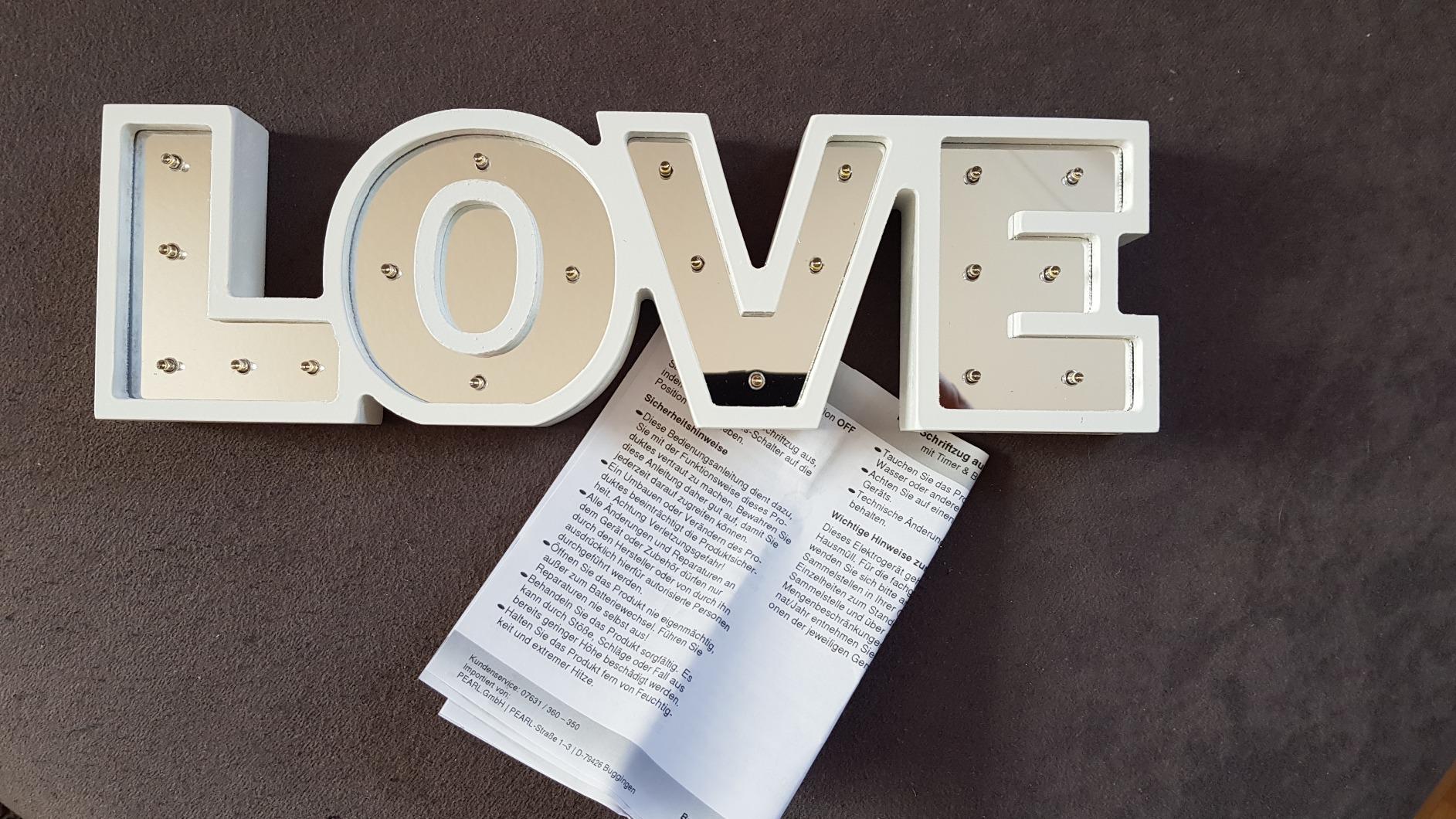 Lunartec Licht-Dekoration LOVE Schriftzug batteriebetrieben