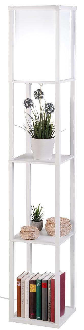 Lunartec Innenbeleuchtung Regal-Stehlampe Holz weiß E27 160 cm