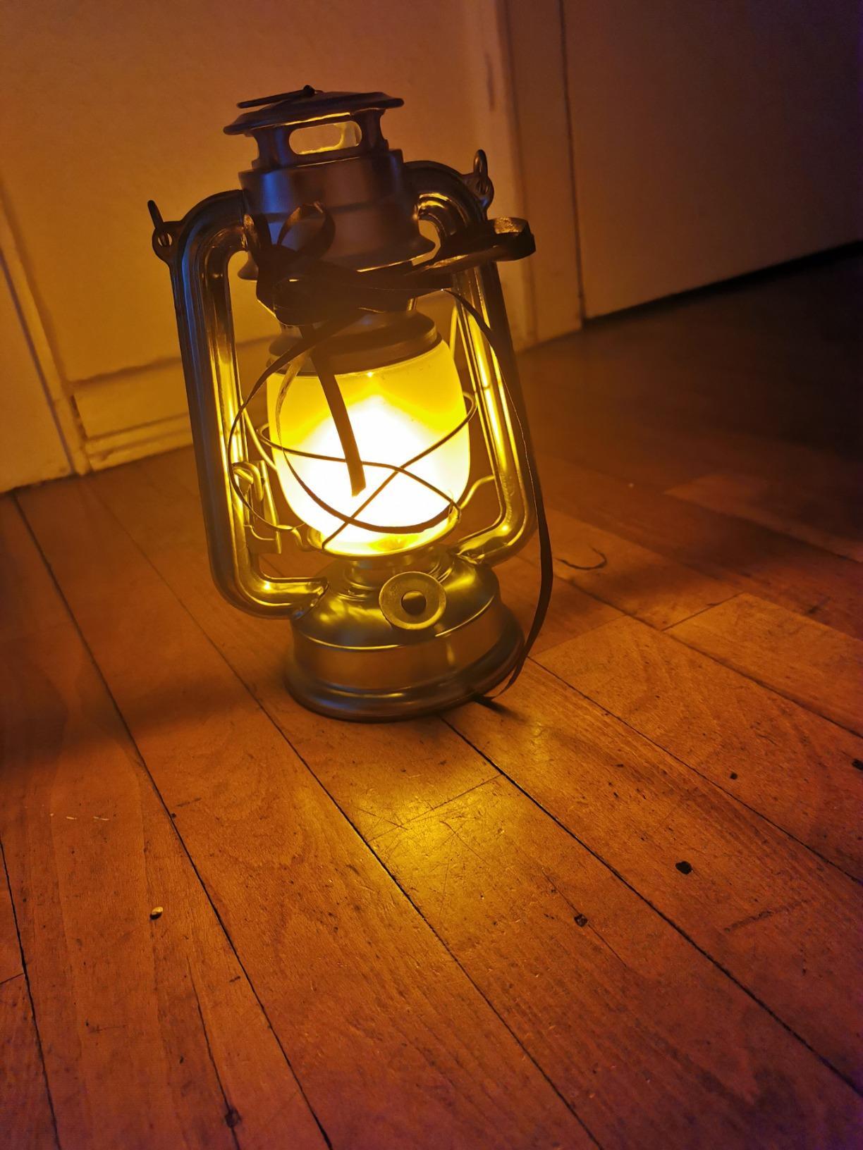 Lunartec Taschenlampen LED-Sturmlaterne Flammeneffekt silber 25 cm