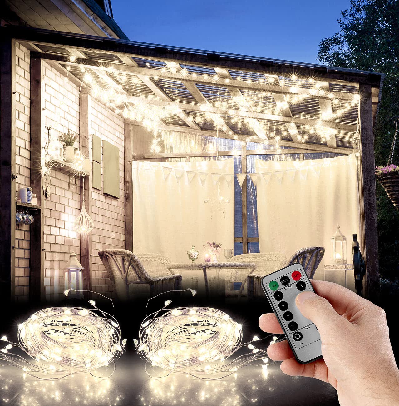 Lunartec Licht-Dekoration Lichtervorhang 2er-Set 3x3m weiß