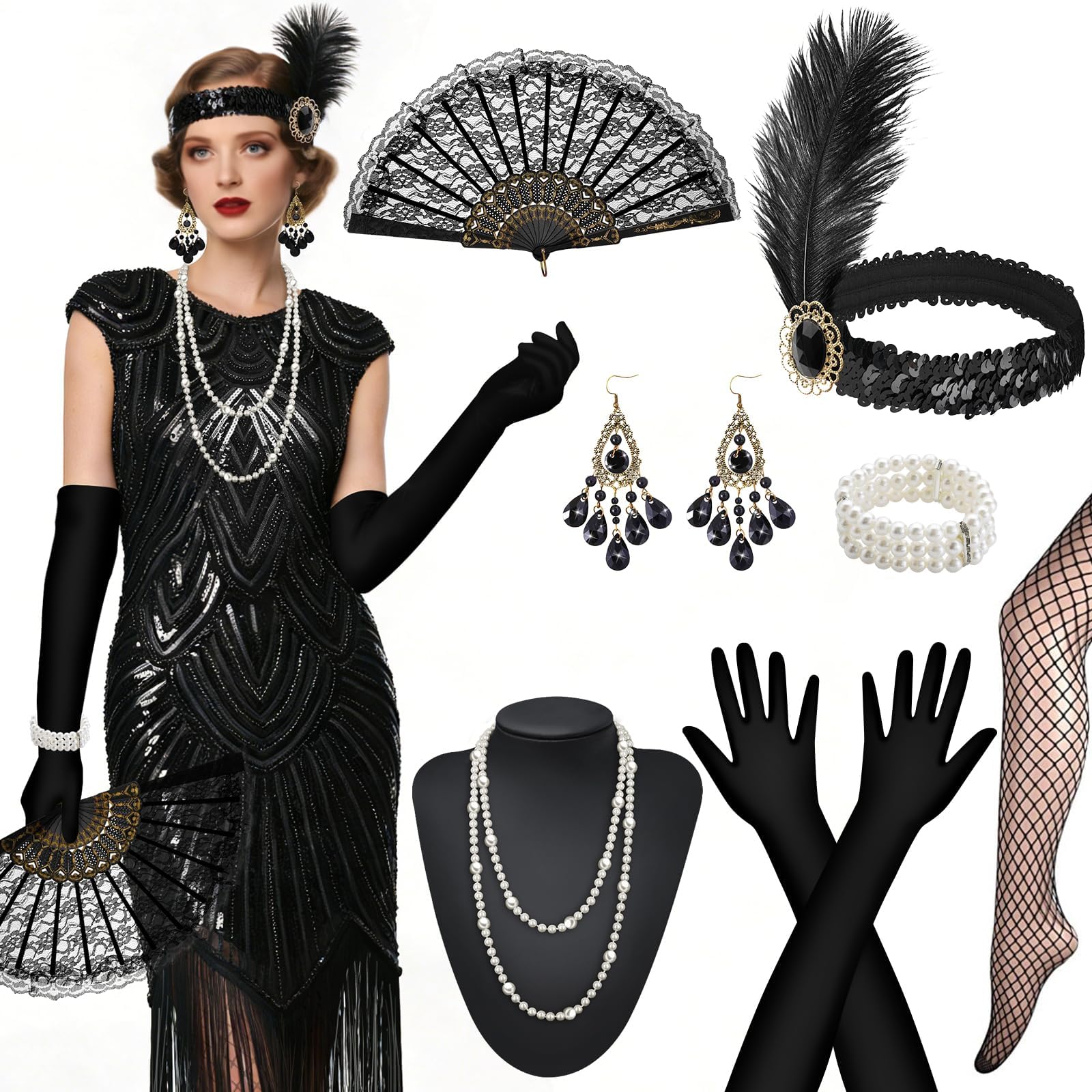 WEARXI 20er Jahre Kostüm Damen Gatsby Kleid M Charleston