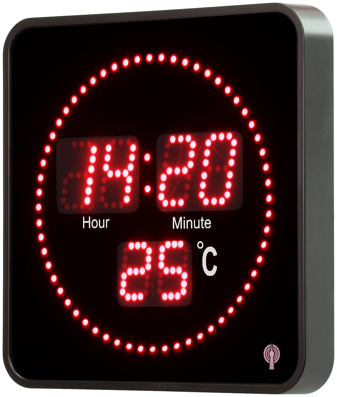 Lunartec LED-Uhren Funk-Tisch- und Wanduhr Temperatur rote LEDs 20 cm