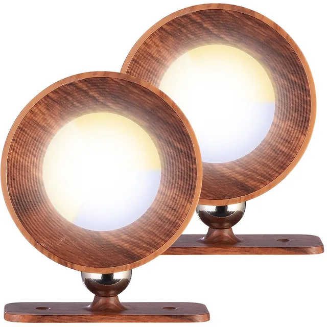Lunartec Innenbeleuchtung LED-Wandlampe 2er-Set Walnuss dimmbar