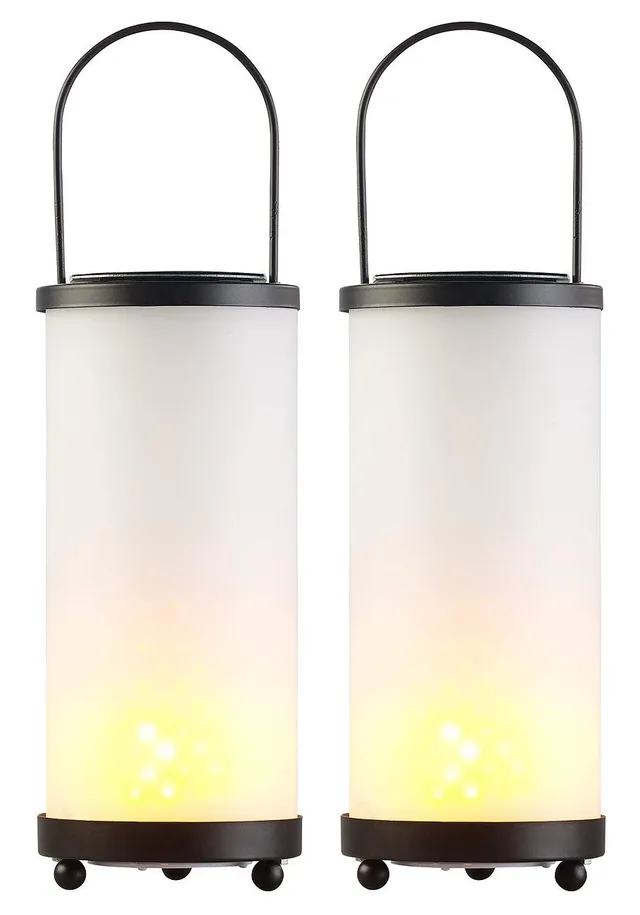 Lunartec Licht-Dekoration Fackel-Laternen 2er-Set 96 LEDs Glas