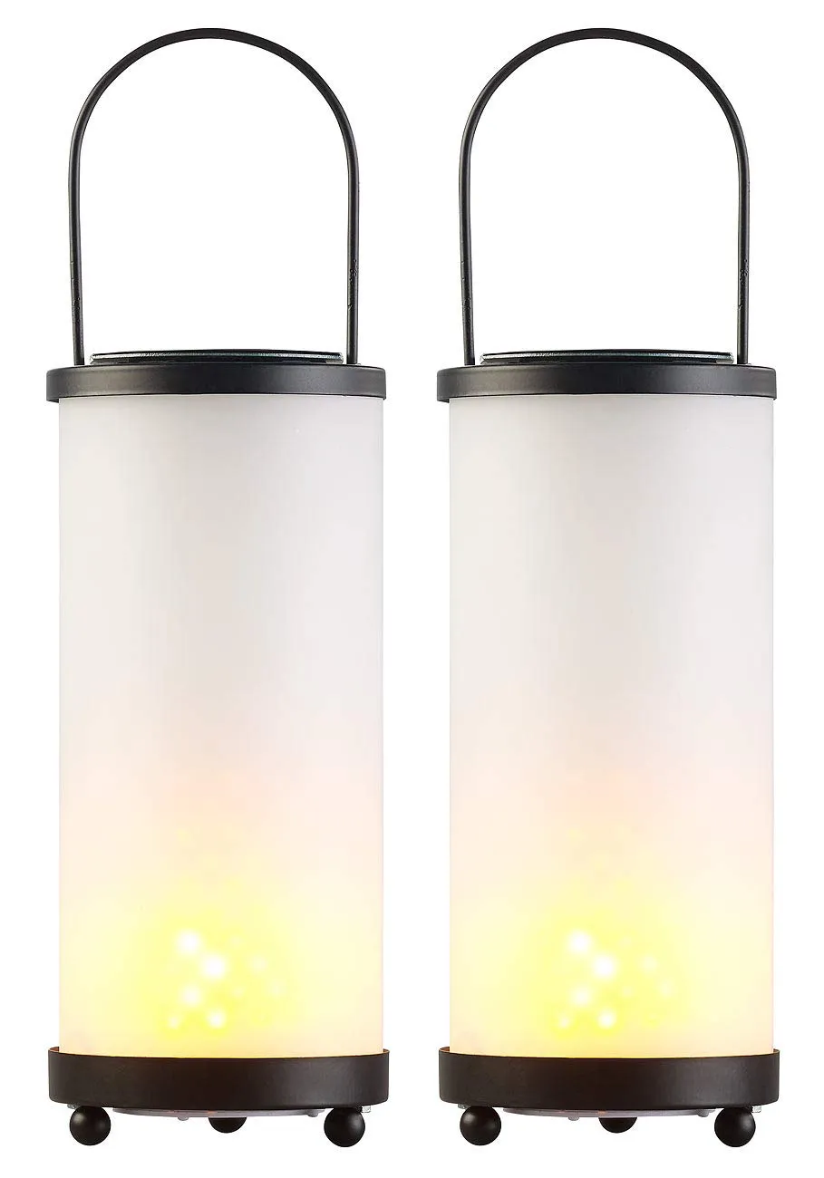 Lunartec Licht-Dekoration Fackel-Laternen 2er-Set 96 LEDs Glas