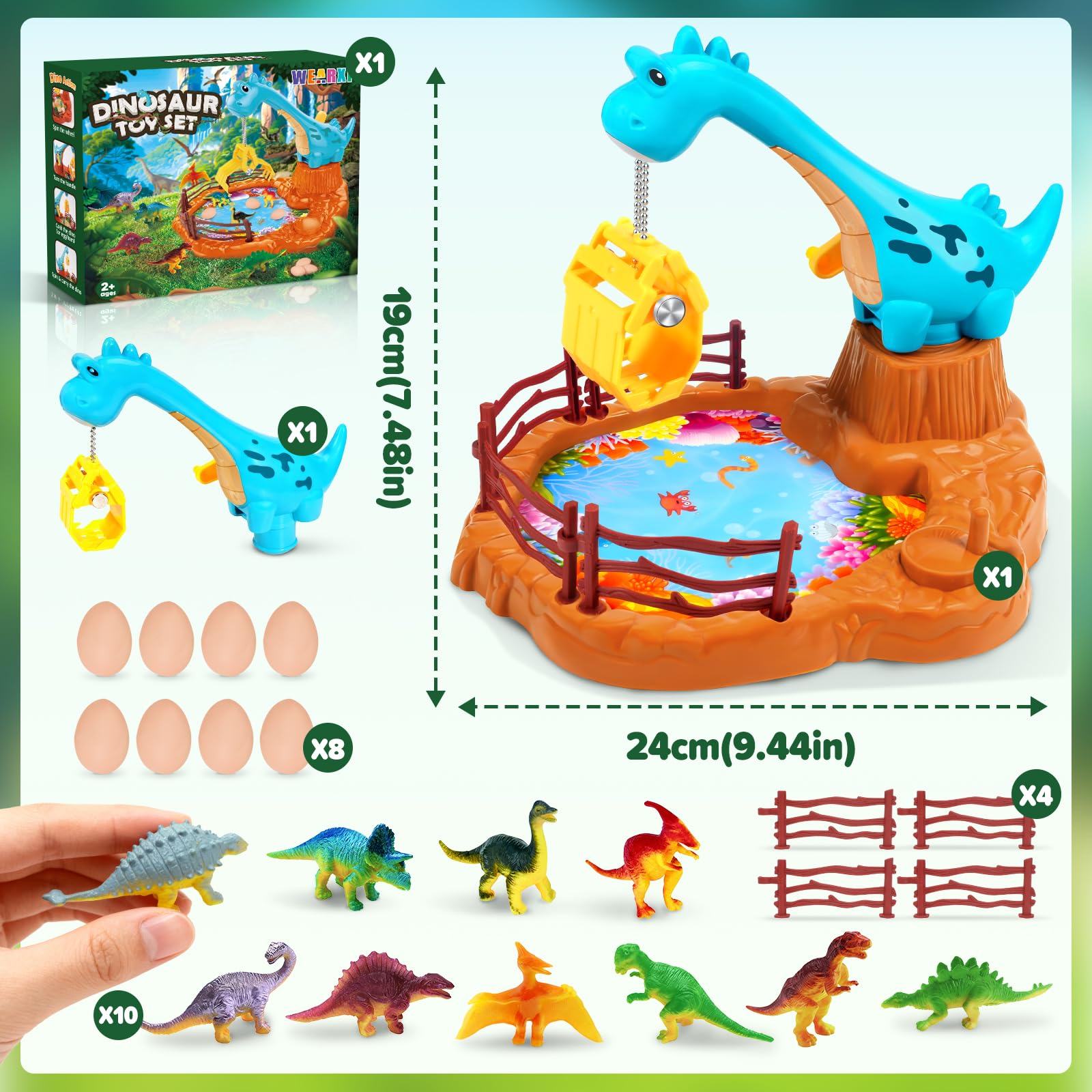 WEARXI Spielzeug Dino Greifspiel mit 10 Dinosauriern