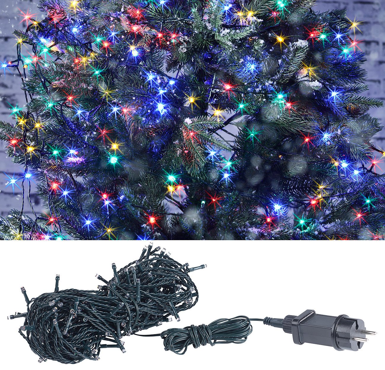 Lunartec Lichterkette 160 LEDs 16m bunt IP44 Netzteil
