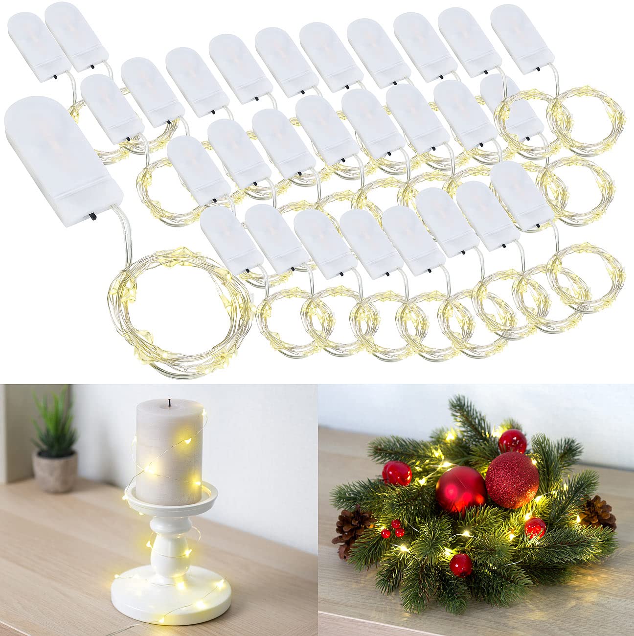 Lunartec Licht-Dekoration LED-Lichterdraht 30er-Set warmweiß