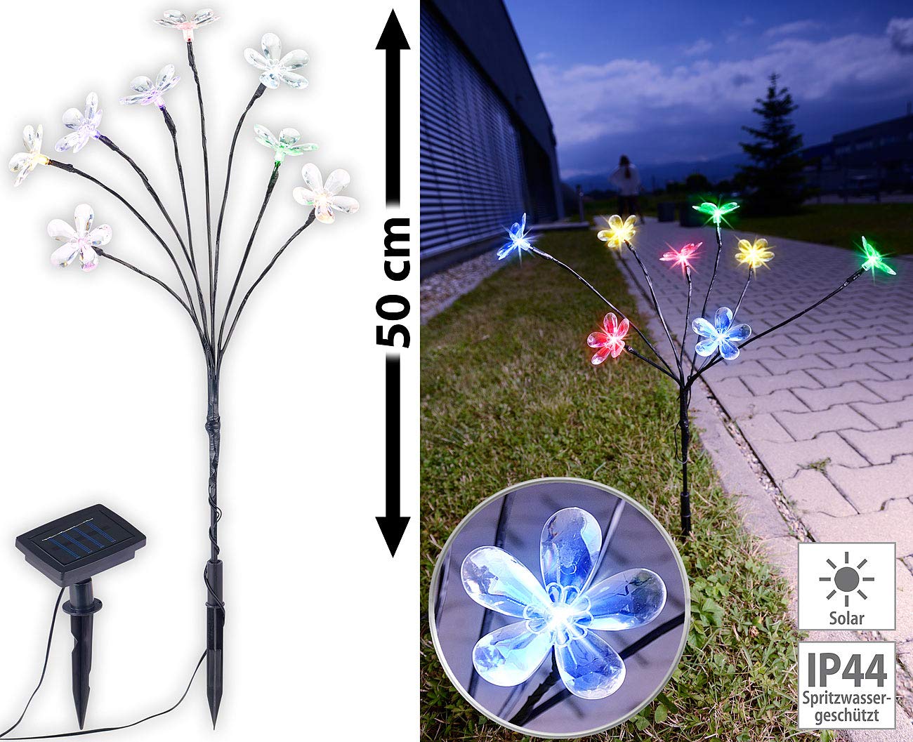Lunartec Licht-Dekoration Solar-Lichterstrauch multicolor 50 cm